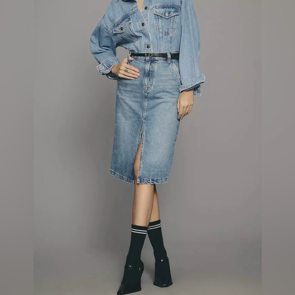 Pilcro High Rise A Line Jean Skirt